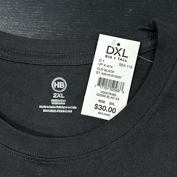 DXL Big & Tall HB Black Pocket T-Shirt - 2XL - Picture 4 of 5